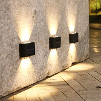 Lámpara de pared para exterior, lámpara de pared LED de luz cálida, con panel solar, con 6 bombillas - Crimson