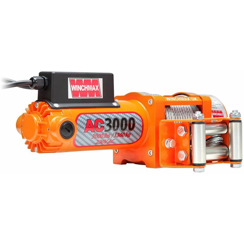 3,000lb (1,361kg) Original Orange 240V 13A Single Phase Winch. 12.5m x 5mm  Wire Rope and 1/4 Inch Hook