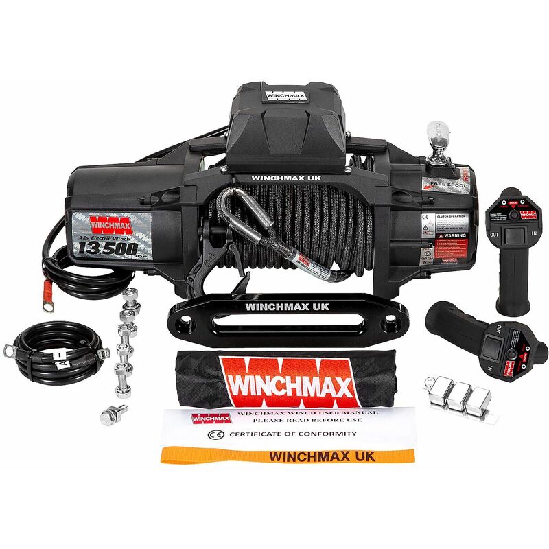 ELECTRIC WINCH 12V 4x4 13,000lb MILITARY SPEC MADE BY WINCHMAX SYNTHETIC  ROPE