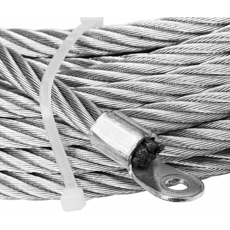Wire Rope 15m x 9.5mm, Screw Fix. 3/8 inch Clevis Hook. For winches up to  13,500lb.