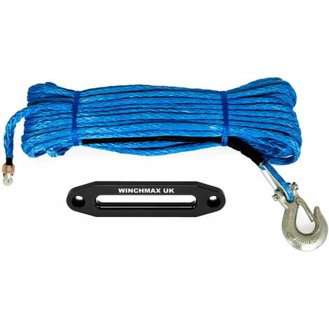 Synthetic Winch Rope 45m x 11mm, Screw Fix. 3/8 Inch Clevis Hook.