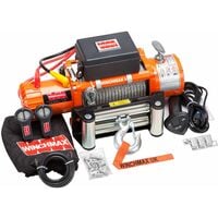 WINCHMAX 13,500lb / 6,123kg Original Orange 12v Electric Winch, Steel Rope, Flat Bed Mounting Plate, Battery Isolator