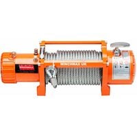 WINCHMAX 13,500lb / 6,123kg Original Orange 12v Electric Winch, Steel Rope, Flat Bed Mounting Plate, Battery Isolator