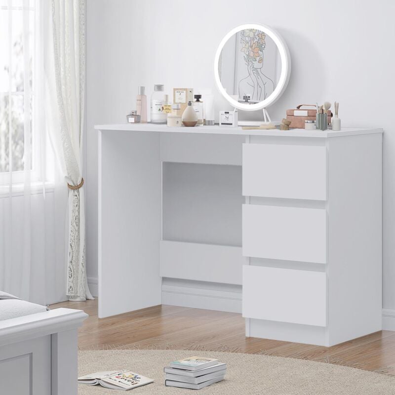 Stora Modern 3 Drawer Dressing Table Matt White