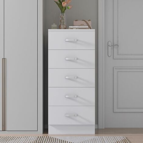 FWStyle Tunis 5 Drawer Chest of Drawers Matt White