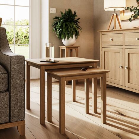 Nest of Tables Natural Oak Veneer Coffee Table Assembled