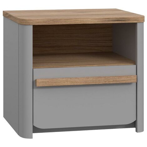 Bedside Table Cabinet 1 Drawer with Shelf Grey Bedroom Furniture