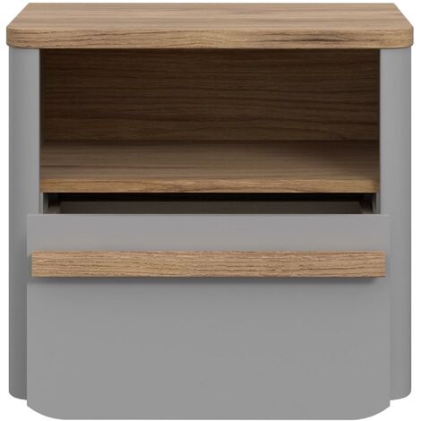 Bedside Table Cabinet 1 Drawer with Shelf Grey Bedroom Furniture