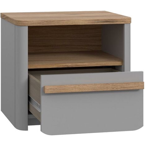 Bedside Table Cabinet 1 Drawer with Shelf Grey Bedroom Furniture