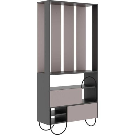 FWStyle Modern Hallway Storage Unit Coat Stand Anthracite Grey & Mocha