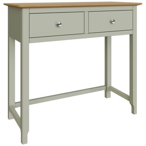 Solid Oak 2 Drawer Sage Green Dressing Table Large Bedroom Furniture Modern
