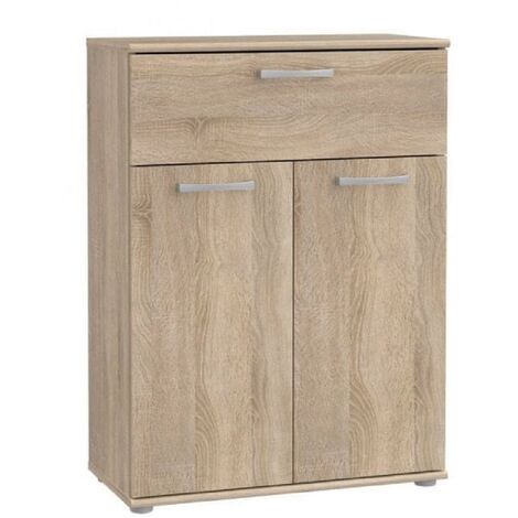 Forte Modern 2 Door 1 Drawer Storage Cabinet - Sonoma Light Oak - Sonoma Light Oak
