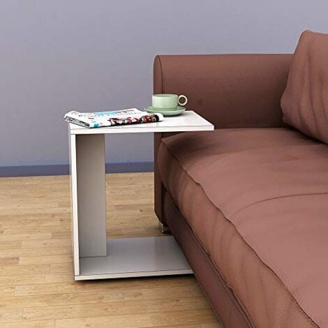 Mobile Sofa Table in White - Fits Under Most Sofas. - White