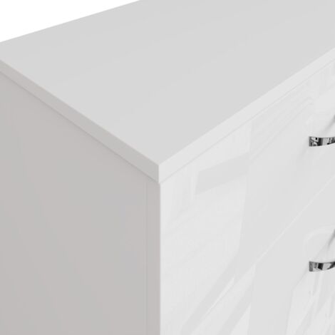FWStyle 5 Drawer Chest Of Drawers High Gloss White
