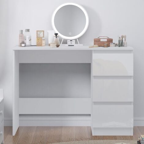 Dressing table white gloss 2024 with drawers