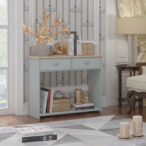 Westbury Matt Grey 2 Drawer Hallway Console Table