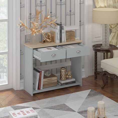 Westbury Matt Grey 2 Drawer Hallway Console Table