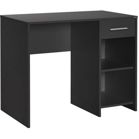 FWStyle Dark Anthracite Grey Home Office Desk with Storage