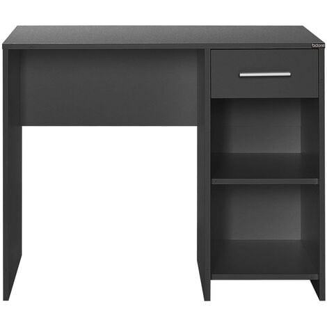 FWStyle Dark Anthracite Grey Home Office Desk with Storage