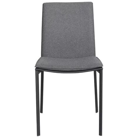 Grey Fabric Pair Of Dining Chairs With Padded Seat Metal Legs - Assembled