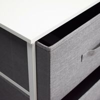 Lotte Modern 5 Drawer Fabric Basket Storage Cabinet Grey & White - Grey