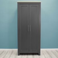 Westbury Traditional 2 Door Wardrobe - Dark Grey & Light Oak