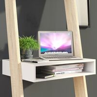Oslo Leaning Ladder Bookcase Desk - Matt White/ Light Oak - Light Oak