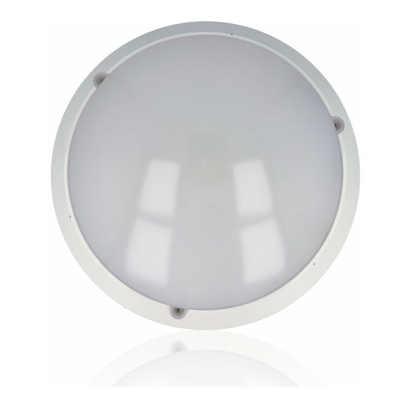 Plafoniera LED tonda da esterno con rilevatore di presenza diam.295mm, 16W,  220Vac, Luce Naturale, Nera
