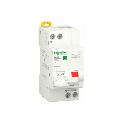 SCHNEIDER R9D60606 - Magnetotermico differenziale RCBO - Resi9 - 1P+N - 4500  - C6 - 0,03 - tipo AC