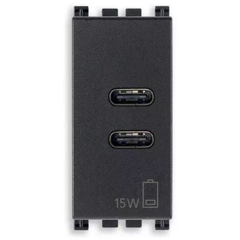 Alimentateur USB Vimar Linea - Double Port USB-A Et USB-C 5V/2.4A, Noir 30292.ACB