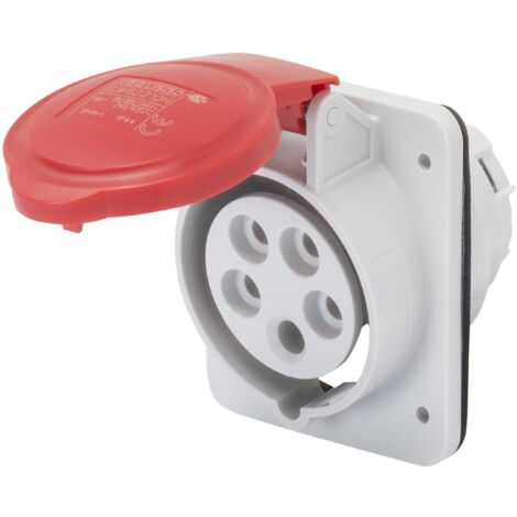 Presa fissa incasso Gewiss 3P+N+T 16A IP44 rossa 380V GW62210H