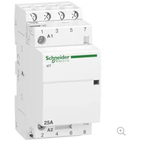 SCHNEIDER A9C20834 - Contattore serie iCT, 4 poli, 4NO, 25 A, bobina 230 V ca