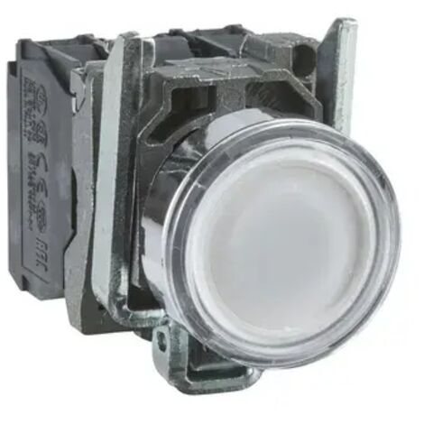 SCHNEIDER XB4BW31B5 - Pulsante luminoso bianco Ø22 - filoghiera ad impulso - 24V - 1NO+1NC- LED universale
