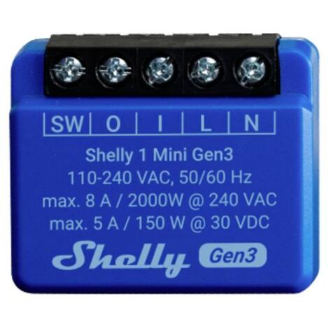 Shelly 1 Mini Gen3 interruttore smart elettrico Interruttore intelligente 1P Blu wireless