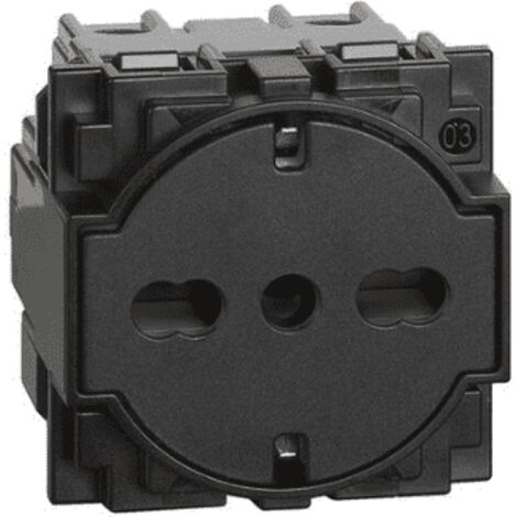 BTICINO KG4140A16F - Presa "Flat" Standard Tedesco E Bipasso 10/16A 250 V Ac - Nero - Now