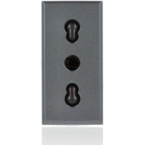 BTICINO HS4180 - Presa 2P+T 10/16A 250 Vac - Bipasso Interasse 19Mm E 26Mm - Alveoli Schermati - Antracite - Axolute