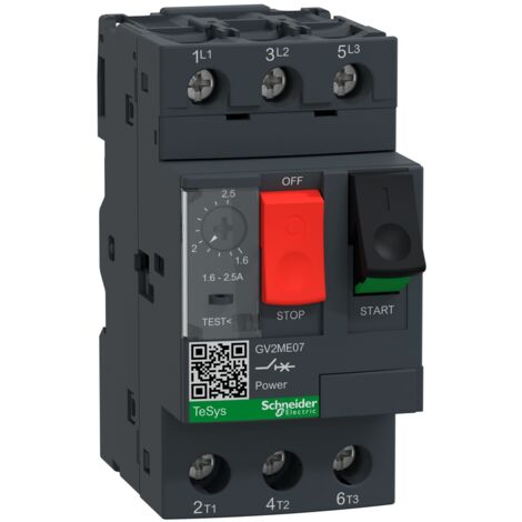 SCHNEIDER GV2ME07 - Salvamotore TeSys GV2 1,6-2,5A 0,75kW 100kA Pulsanti