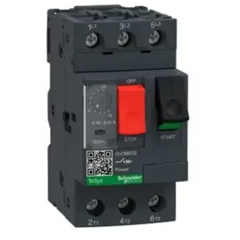 SCHNEIDER GV2ME02 - Salvamotore TeSys GV2 0,16-0,25A 0,06kW 100kA Pulsanti