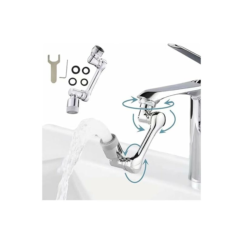 OFFOF Rallonge de robinet de salle de bain, 1080° Swivel Robotic Arm Swivel  Extension Faucet Aerator, 2 modes réglables Extension robinet pour robinets  filetés M20/M22/M24 Rallonge de robinet de cuisine : 