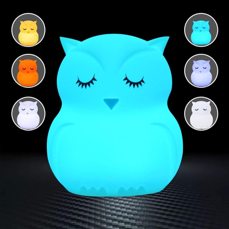 Hibou Veilleuse Enfants Kawaii Veilleuse Bébé USB Silicone Allaitement Lampe  Dimmable Tactile Rechargeable LED Changement de Couleur Veilleuse Chambre  d'Enfant Décoration Cadeau d'anniversaire (Chouette)