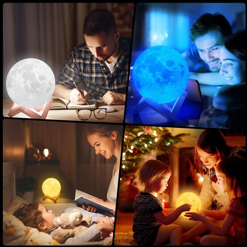 Lampe lune LED 15cm avec télécommande,lampe lune 3D 16 couleurs de lumière  changeantes,décoration lune