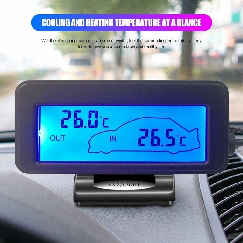 Thermomètre LCD voiture intérieur extérieur affichage de température 12 V  co