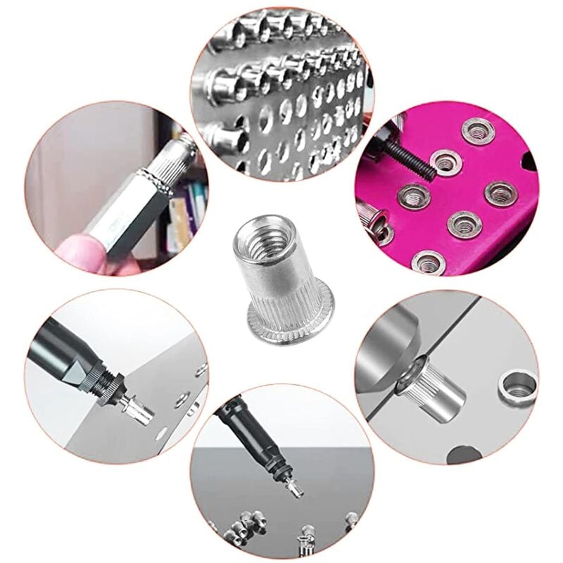 Écrou a Sertir 200 Pièces Set M3 M4 M5 M6 M8 M10 Plate Ecrou Aveugle Rivet  Fileté Pince à Sertir Insert Fileté [187] - Cdiscount Bricolage