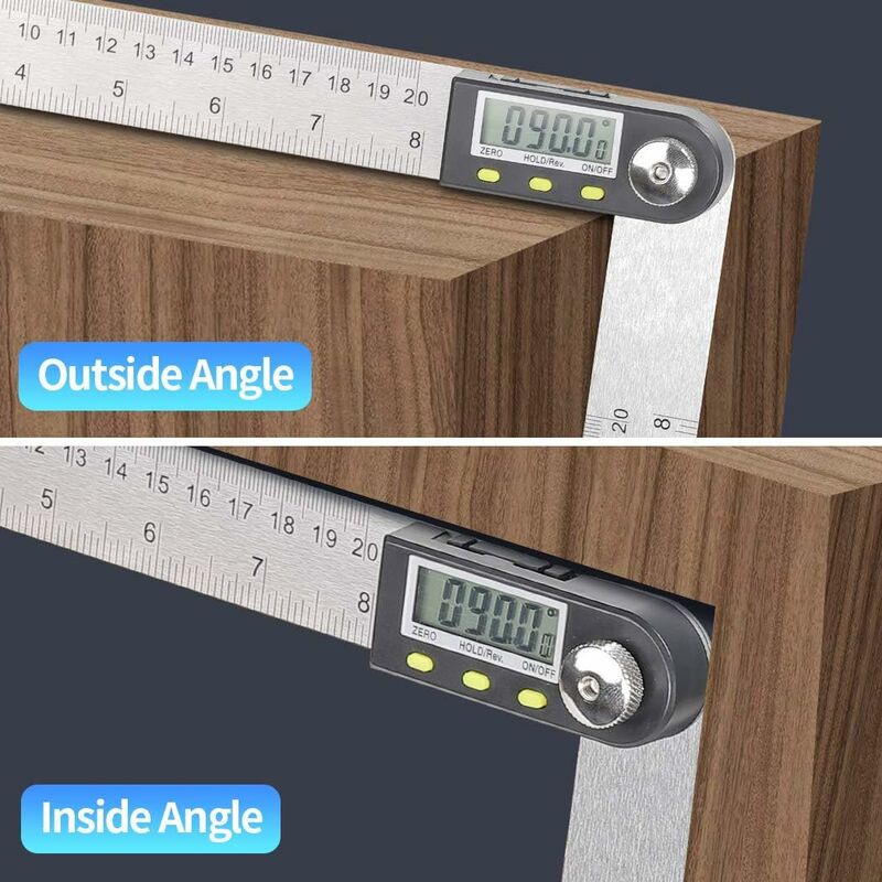 Numérique Angle Finder 0-360 ° Numérique Inclinomètre En Acier Inoxydable Rapporteur Dangle Règle avec LCD Affichage pour Travail Du Bois Construction Réparation 