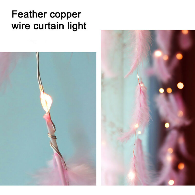 LED rose plume fée guirlande lumineuse avec télécommande USB romantique mur  rideau decoration de mar