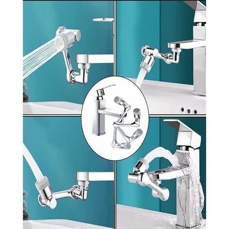 Rallonge de robinet rotative à 1080°, bras robotique pivotant, aérateur de  robinet à filtre anti-éclaboussures en cuivre avec 2 modes d'eau Extension  de robinet universelle Pinkiou pour lavabo de salle de bain 