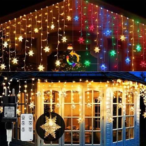 Rideau lumineux extérieur, guirlande lumineuse extérieure 10 M 400 LED,  rideau lumineux intérieur étanche IP44 avec 8 modes, adapté pour Noël, fête