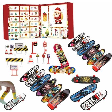 GROOFOO Calendrier de l'Avent 2023 Noël, Mini Skateboard à Doigts,  Calendrier de l'Avent de