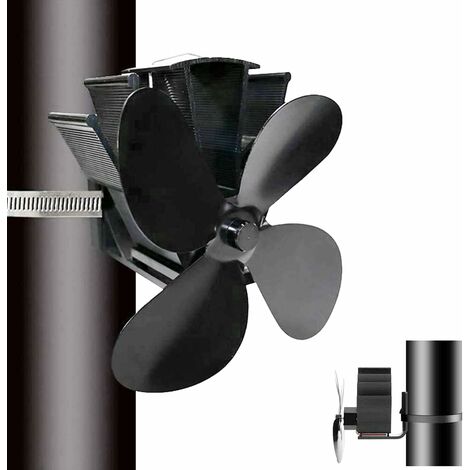Ventilateur de poêle magnétique mural, ventilateur de poêle à 4 pales, poêle  à bois, distribution de chaleur, tuyau domestique, poêle à bûches, cuillère  à soupe