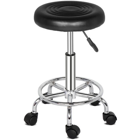 GROOFOO Tabouret de Bureau, Tabouret à roulettes Rotation à 360°, pour  Salon de Massage, Bureau, Clinique(Nior)